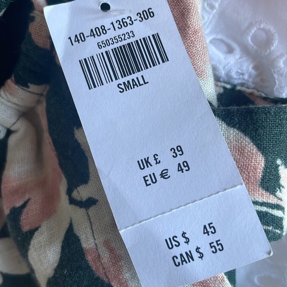 NWT Abercrombie & Fitch Linen Floral Crop Top - Picture 8 of 8